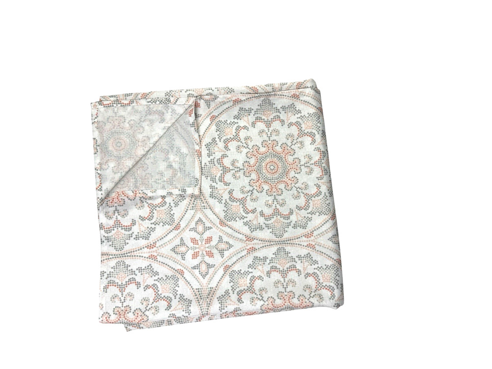 Medallion Print Fabric Shower Curtain The Big One White Orange Gray 72 Long Boho